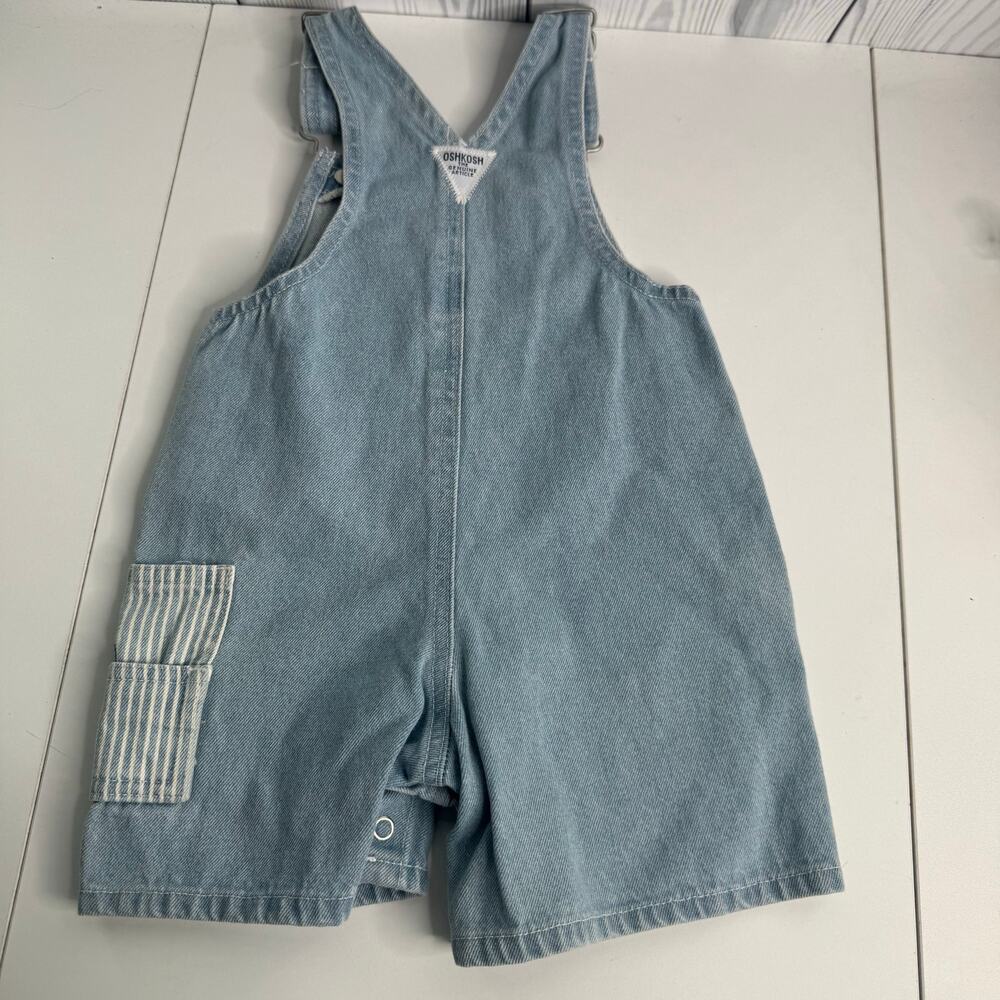 OSHKOSH B’gosh Blue White Striped Overall Shorts Size 12 months - Picture 4 of 6